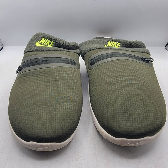Nike Burrow Mens 13 Slides Sandal Cargo Khaki Volt Green Casual DJ3130-300 - Picture 2 of 13